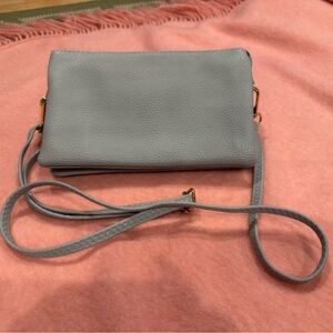 Elegant Gray Leather Crossbody Bag